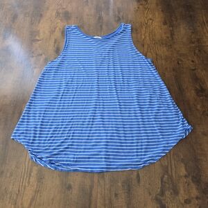 Old Navy Womens Tank Top Curved Hem Blue White Size Large
